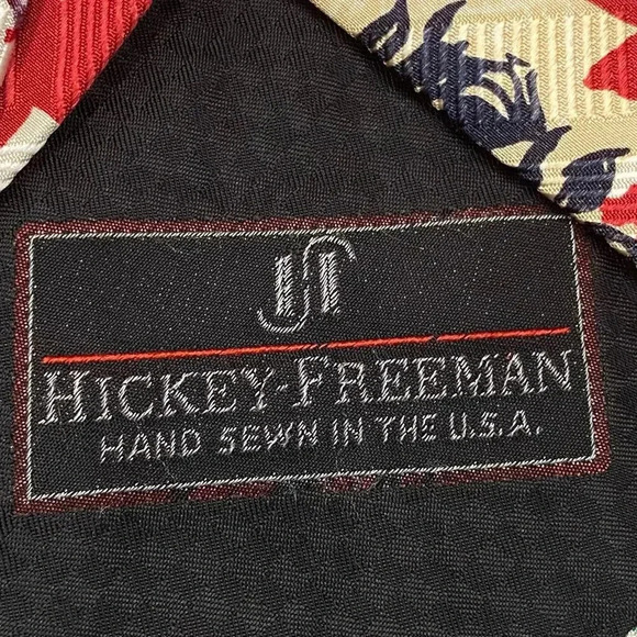 Hickey Freeman Necktie Floral USA Handsewn Italian Silk Multicolor Men's Tie - Picture 5 of 9